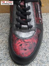 New Rock Schuh Heye schwarz rot silbern