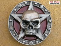 Pagan Grtelschnalle Skull Repent red