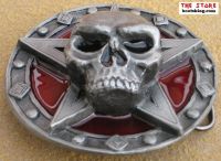 Pagan Grtelschnalle Skull Repent red