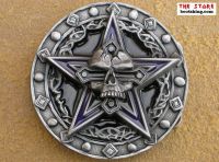 Pagan Grtelschnalle Pentagram Skull