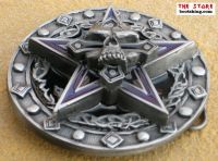 Pagan Grtelschnalle Pentagram Skull