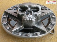 Pagan Grtelschnalle Skull Repent black