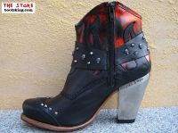 New Rock Westernstiefelette Aurelia schwarz / rot